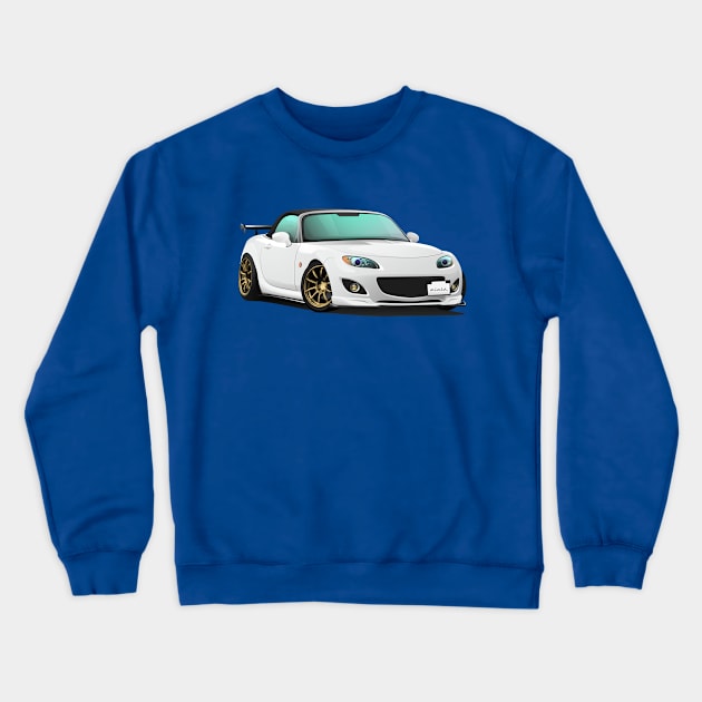 White miata Crewneck Sweatshirt by Rezall Revolution